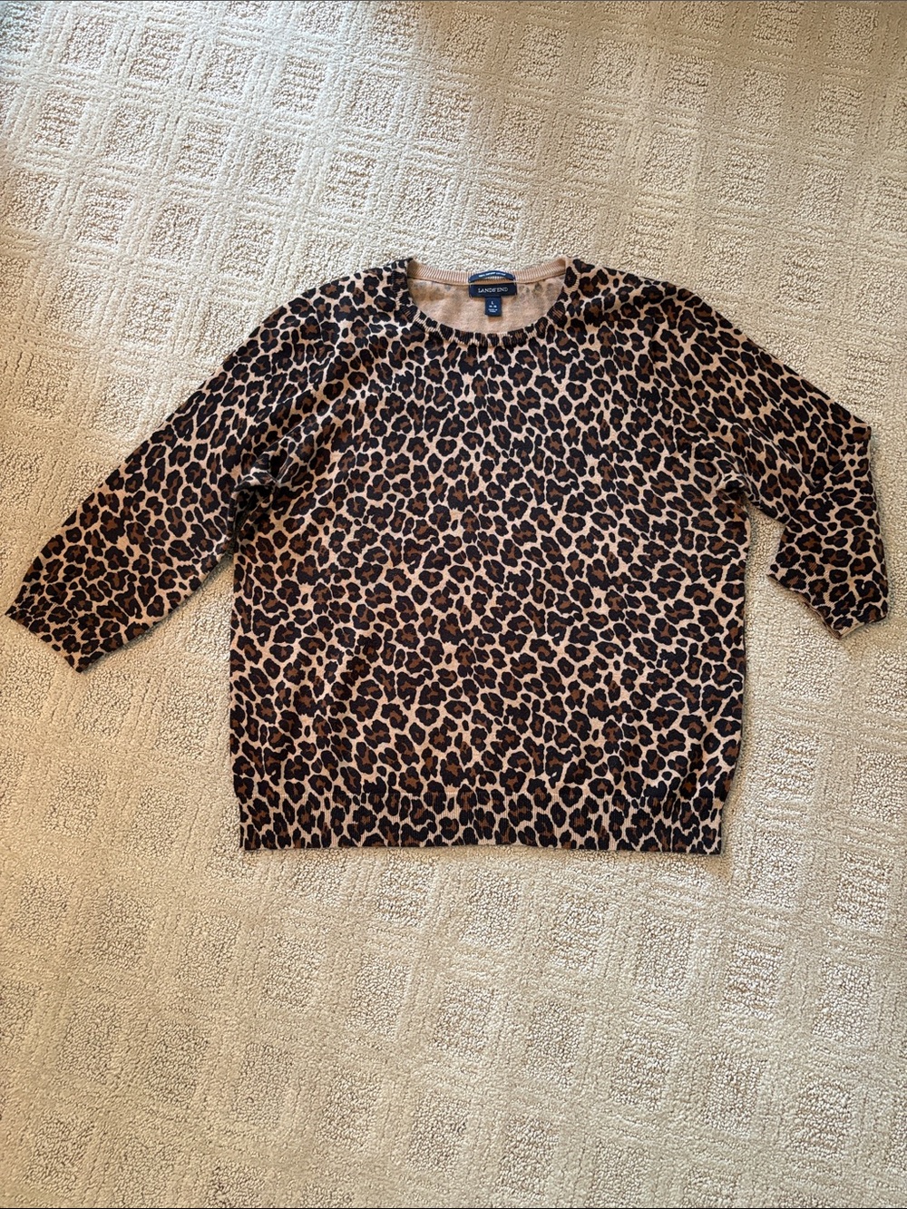 Lands End Leopard 3/4 sleeve, size L